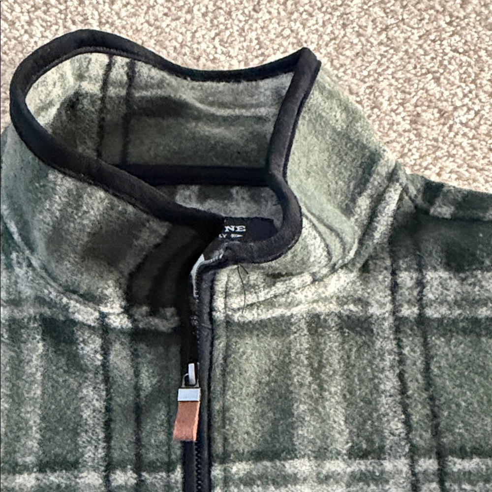 Men’s John Wayne Stock Supply Green/Gray Plaid Fleece 1/4 Zip Pullover - Picture 3 of 7
